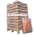 Granulés de bois Wooday DIN Plus – Palette 65 sacs de 15 kg (975 kg)