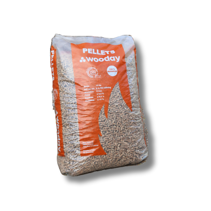 Granulés de bois Wooday DIN Plus – Palette 65 sacs de 15 kg (975 kg) – vue 2