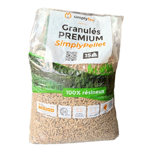 Granulés de bois SimplyPELLET Premium DIN Plus – Palette 65 sacs de 15 kg (975 kg) – vue 2