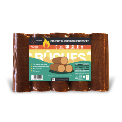 Bûches densifiées 100 % hêtre Gruchy – Palette 104 paquets de 5 bûches – vue 2