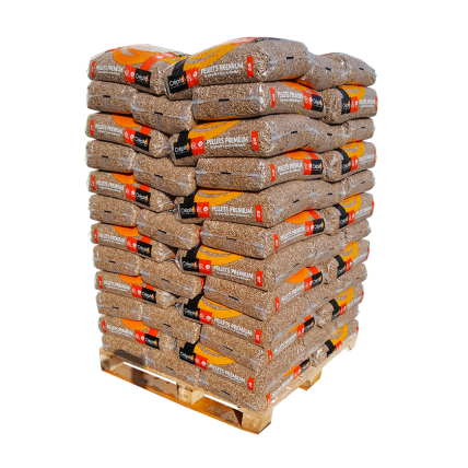 Granulés de bois Crépito Premium NF DIN Plus – Palette 72 sacs de 15 kg (1080 kg)