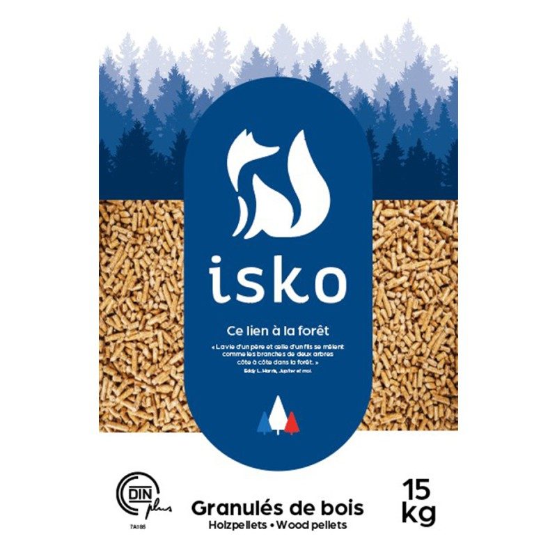 Granulés de bois ISKO DIN Plus – Palette 70 sacs de 15 kg (1050 kg) – vue 2