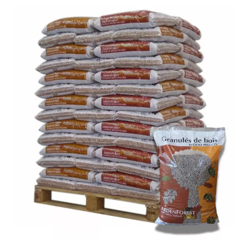 Granulés de bois Ardenforest DIN Plus PEFC – Palette 70 sacs de 15 kg (1050 kg)