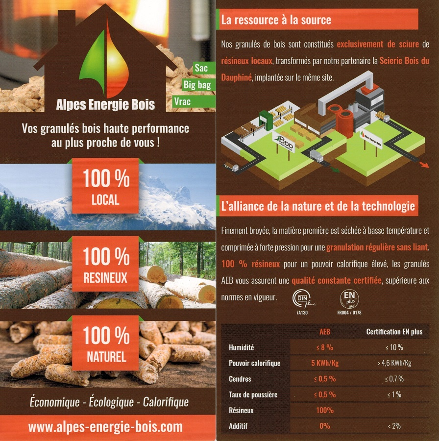 Granulés de bois Alpes Énergie Bois DIN Plus – Palette 70 sacs de 15 kg (1050 kg) – vue 3
