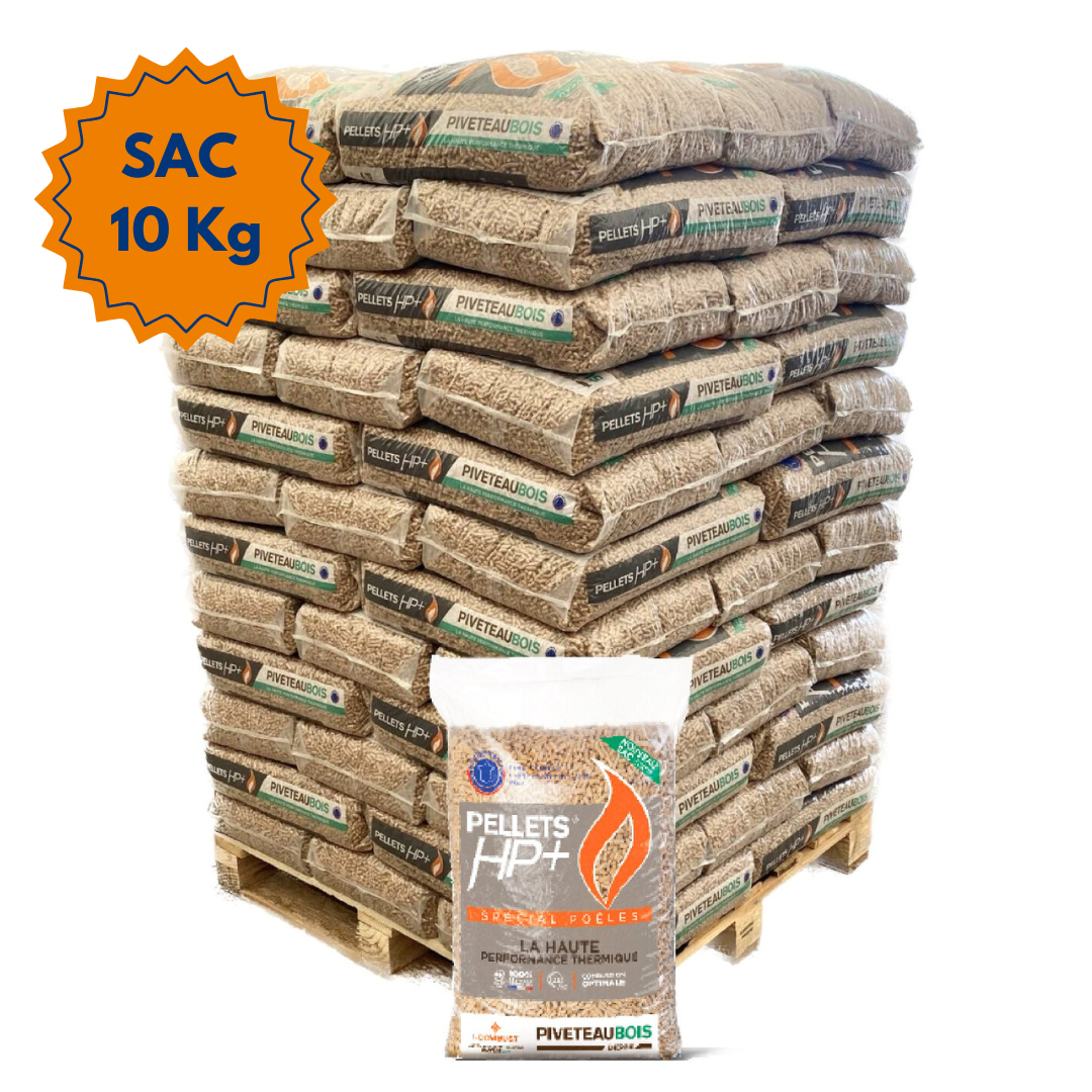 Granulés de bois Piveteau DIN Plus – Palette 104 sacs de 10 kg (1040 kg)