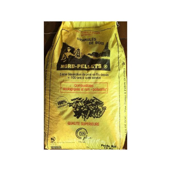 Granulés de bois Nord Pellets Wonterpellets DIN Plus – Palette 65 sacs de 15 kg (975 kg)
