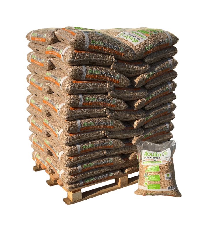 Granulés de bois Moulin Bois Énergie ENplus – Palette 65 sacs de 15 kg (975 kg)