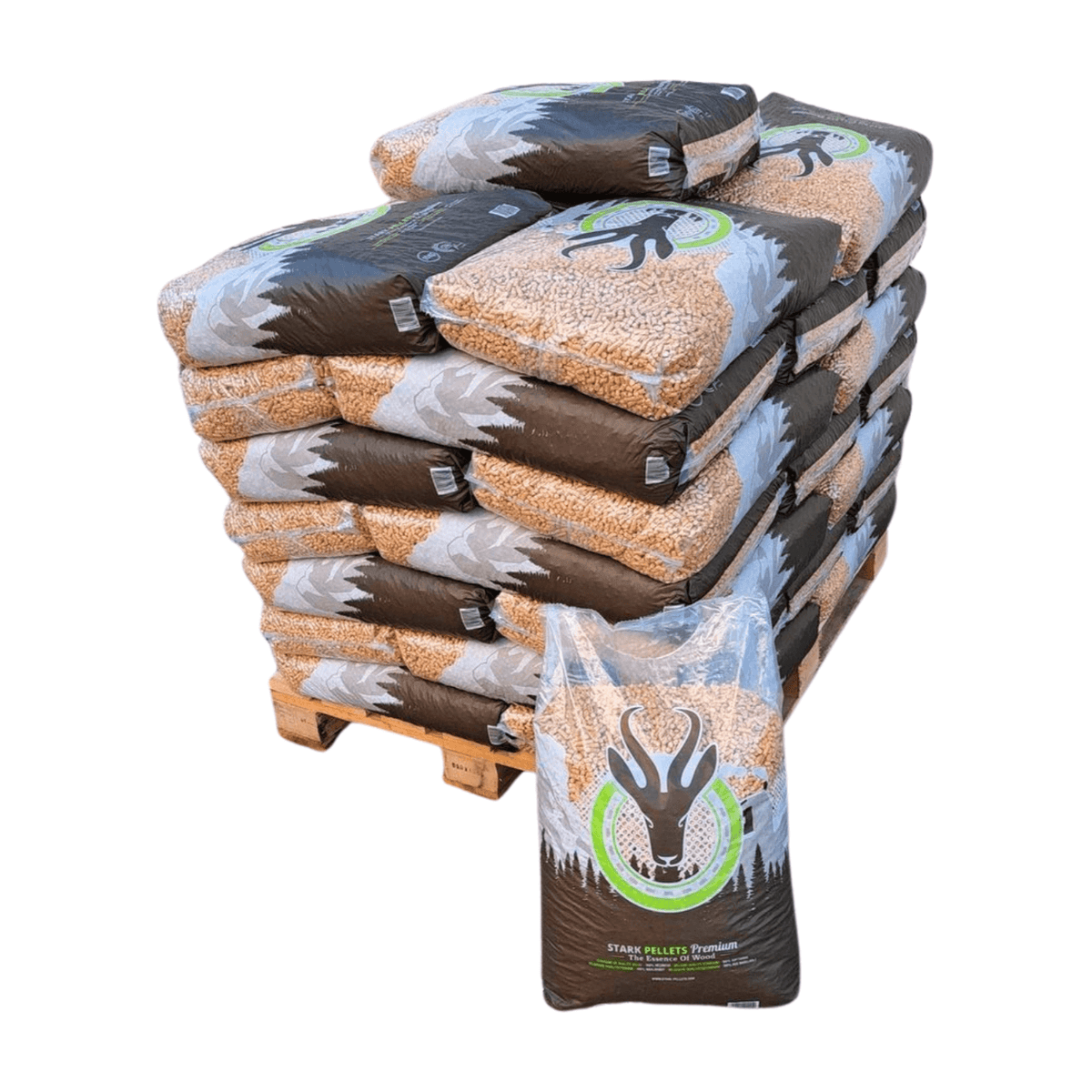 Granulés de bois STARK Pellets DIN+ ENplus A1 – Demi-palette 36 sacs de 15 kg (540 kg)