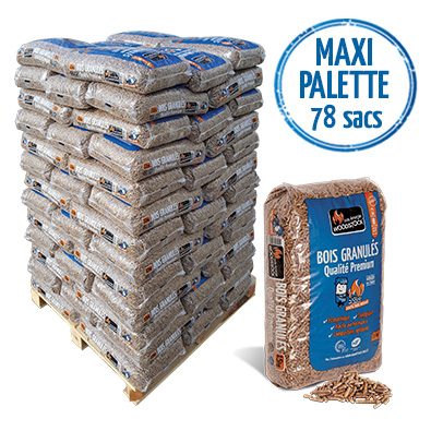 Granulés de bois WOODSTOCK NF DIN Plus – Palette 78 sacs de 15 kg (1170 kg)