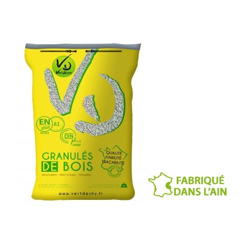 Granulés de bois VERTDESHY DIN Plus ENplus – Palette 65 sacs de 15 kg (975 kg)