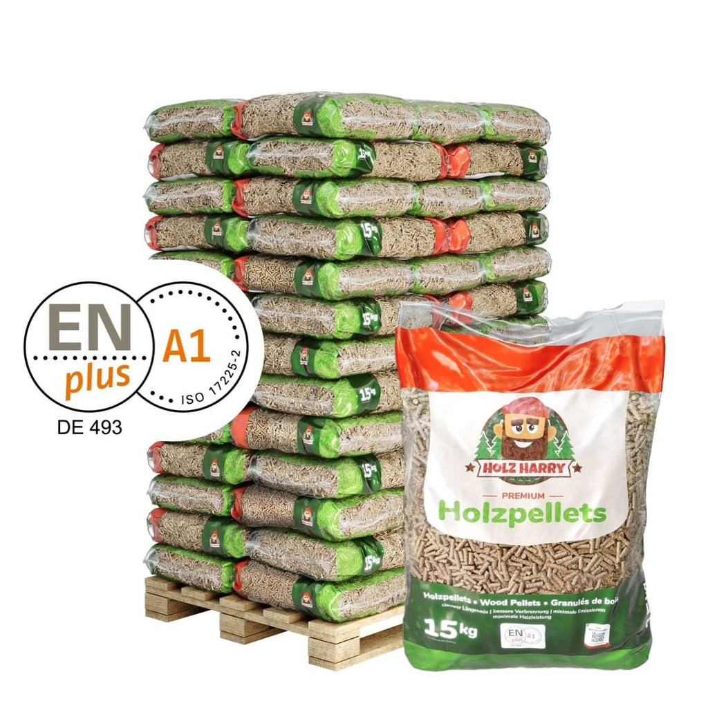 Granulés de bois Harry Holz Premium ENplus A1 – Palette 65 sacs de 15 kg (975 kg)