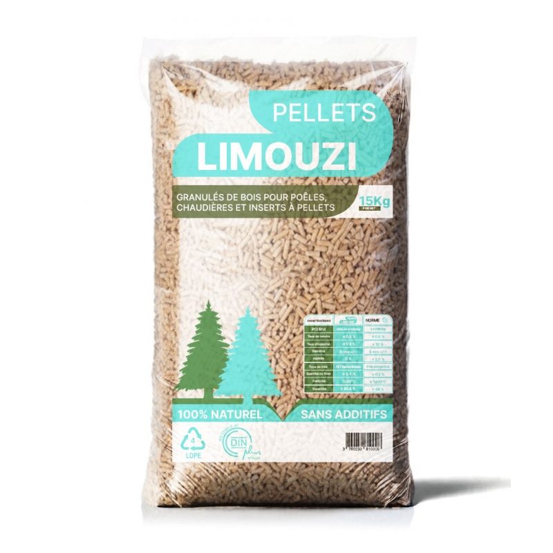 Granulés de bois LIMOUZI – Palette 66 sacs de 15 kg (990 kg) – vue 2