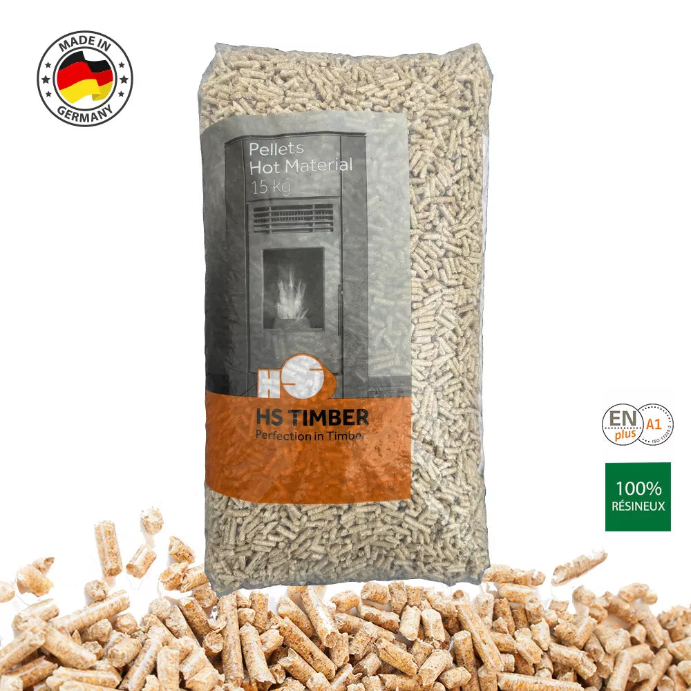 Granulés de bois HS Timber 100 % résineux DIN Plus ENplus A1 – Palette 66 sacs de 15 kg (990 kg) – vue 2