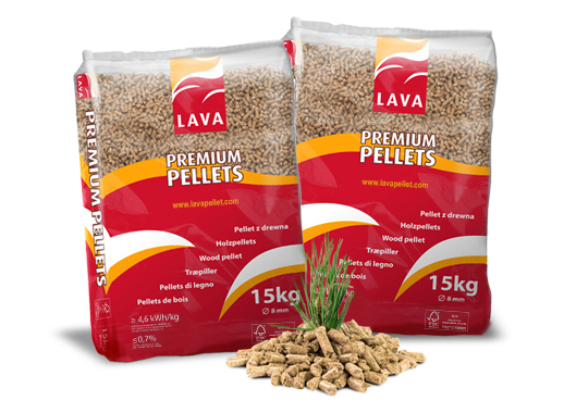Granulés de bois LAVA 100 % résineux FSC – Palette 65 sacs de 15 kg (975 kg)