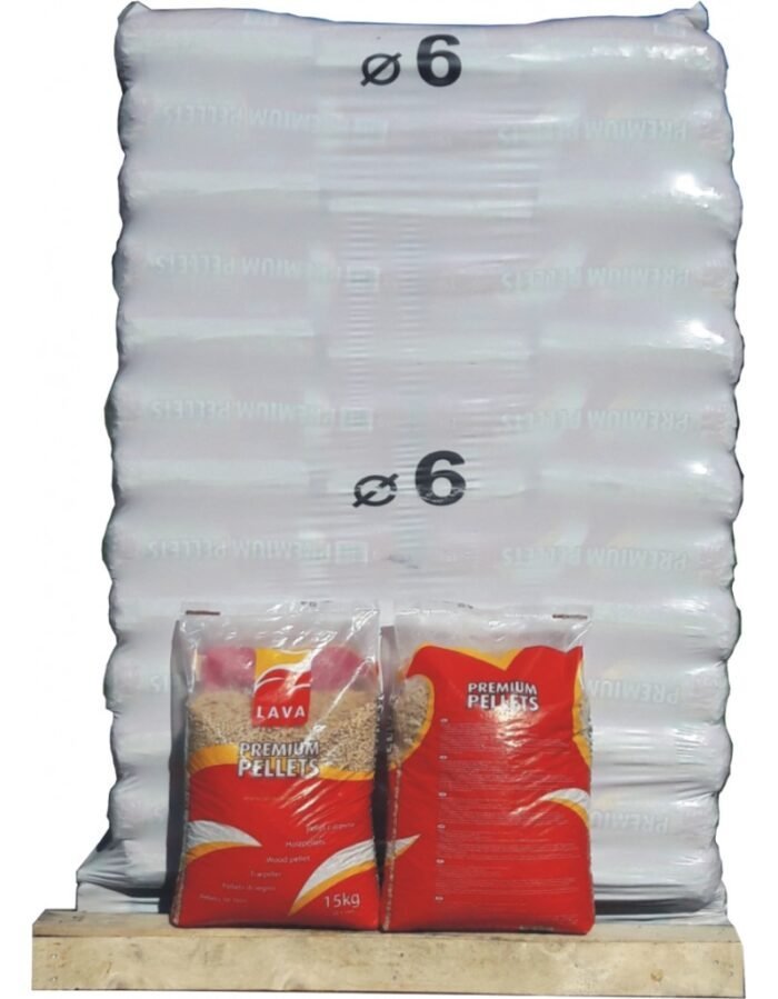 Granulés de bois LAVA 100 % résineux FSC – Palette 65 sacs de 15 kg (975 kg) – vue 2