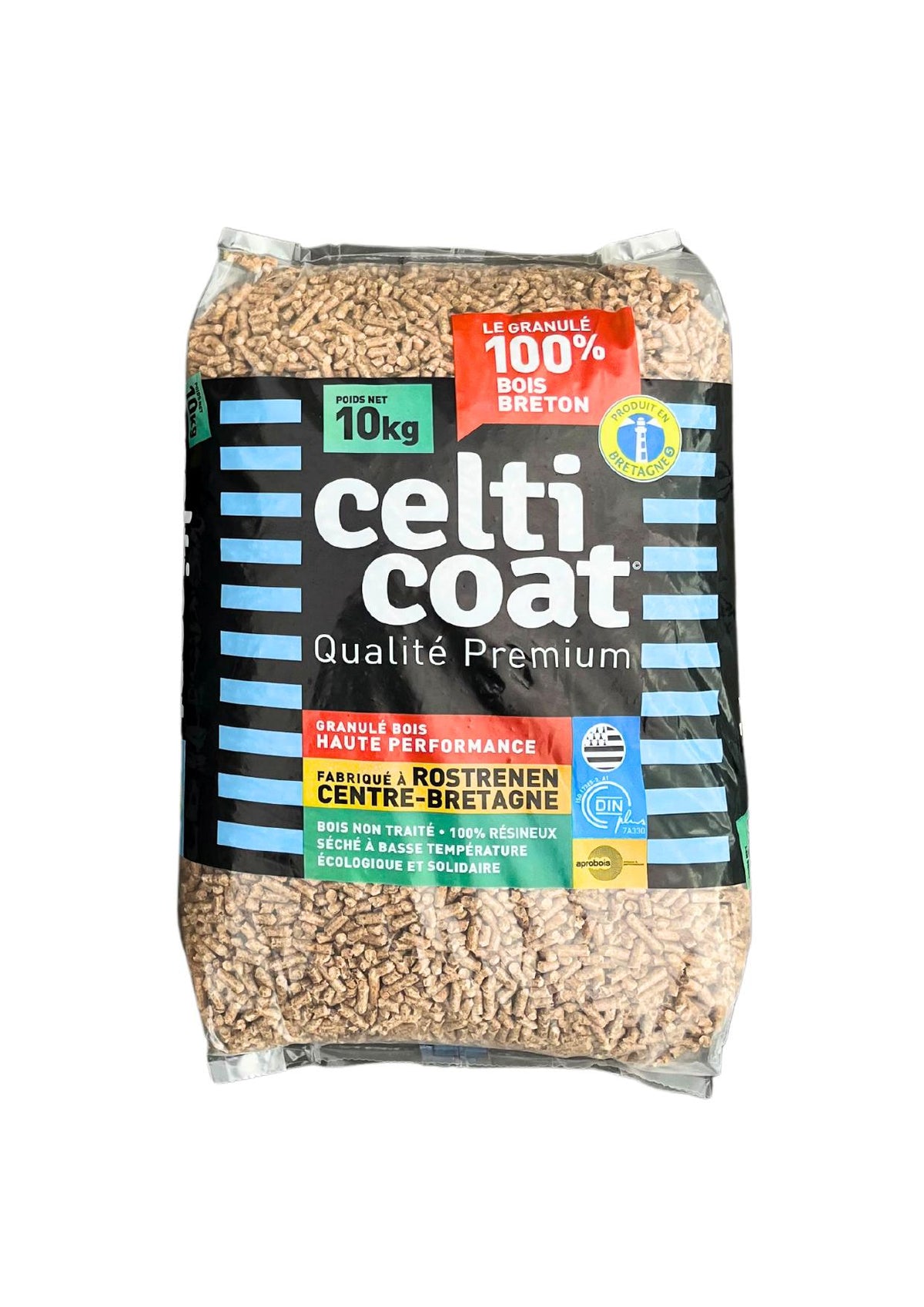 Granulés de bois DIN+ en sacs de 10 kg – Palette 96 sacs (960 kg)